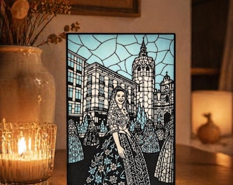 Personalized photo lamp | Stained glass style gift | Lighted frame