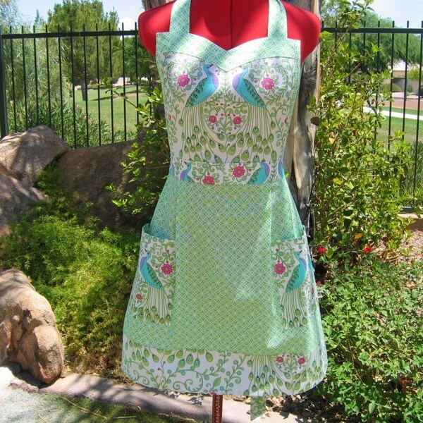 Peacocks - Sassy Apron with Towel Loop