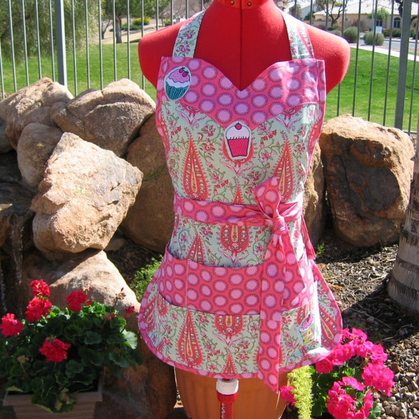 SALE - Farmers Market Apron- Full Apron with 6 Pockets - Vendor - Utility - Gardening - Teacher Gifts - Amy Butler Cypress Paisley