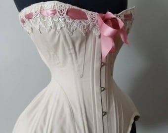 Handmade Ballet Pink Victorian Steel Boned Underbust Corset Custom