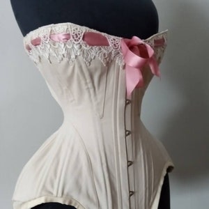 ELENORE...Handmade by Labellefairy Custom Bespoke made to measure S-Curve Edwardian steel boned corset BY la belle fairy
