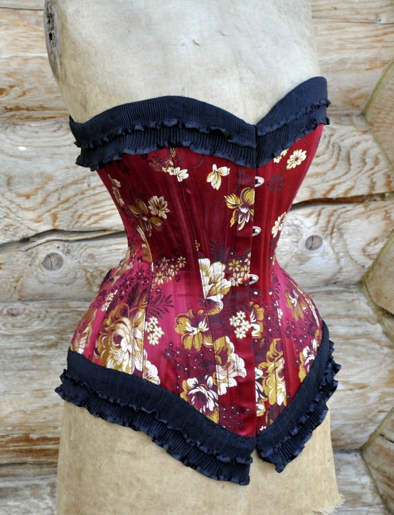Stunning Sexy Bespoke Handmade Red Brocade Silk Floral Steel Boned Overbust  Corset With Black Victorian Trim Custom Made Just for You -  Canada