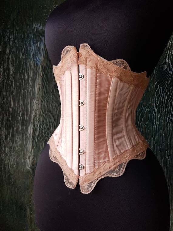 Handmade Ballet Pink Victorian Steel Boned Underbust Corset Custom