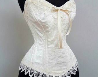 Chloe- Beautiful Custom Made Wedding Corset in ivory duchesse and lace