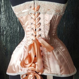 DESTINY...handmade Replica 1910 Edwardian S bend peach satin steel boned Corset custom made just for you!