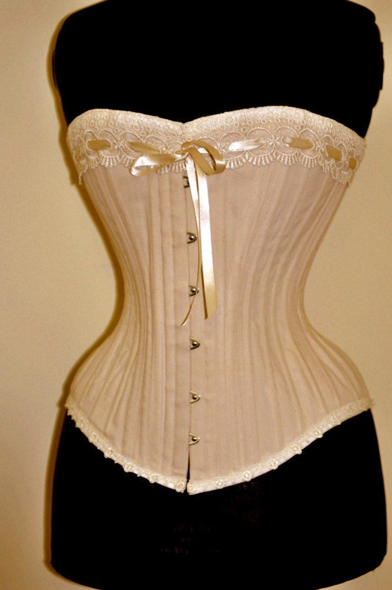 Rustic Wedding Hand crafted steel boned Overbust Corset perfect for Steampunk Wedding Romantic Bridal Lingerie or Wedding dress bodice image 2