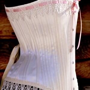 NANCYBespoke Traditional Ivory Satin Handcrafted Victorian Wedding Corset by professional corsetiere LaBelleFairy for wedding or boudoir image 4