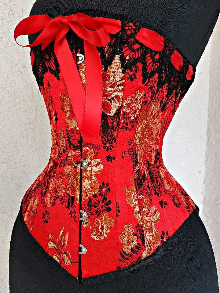 Limited Edition Victorian Red Silk Brocade Silk Underbust - Etsy