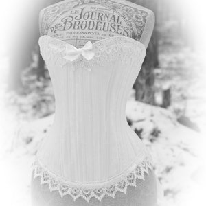 MICHELLE Romantic Custom Made Victorian White Brocade Cotton Coutil Corset Bodice Ideal for Steampunk Victorian Wedding by LaBelleFairy image 1