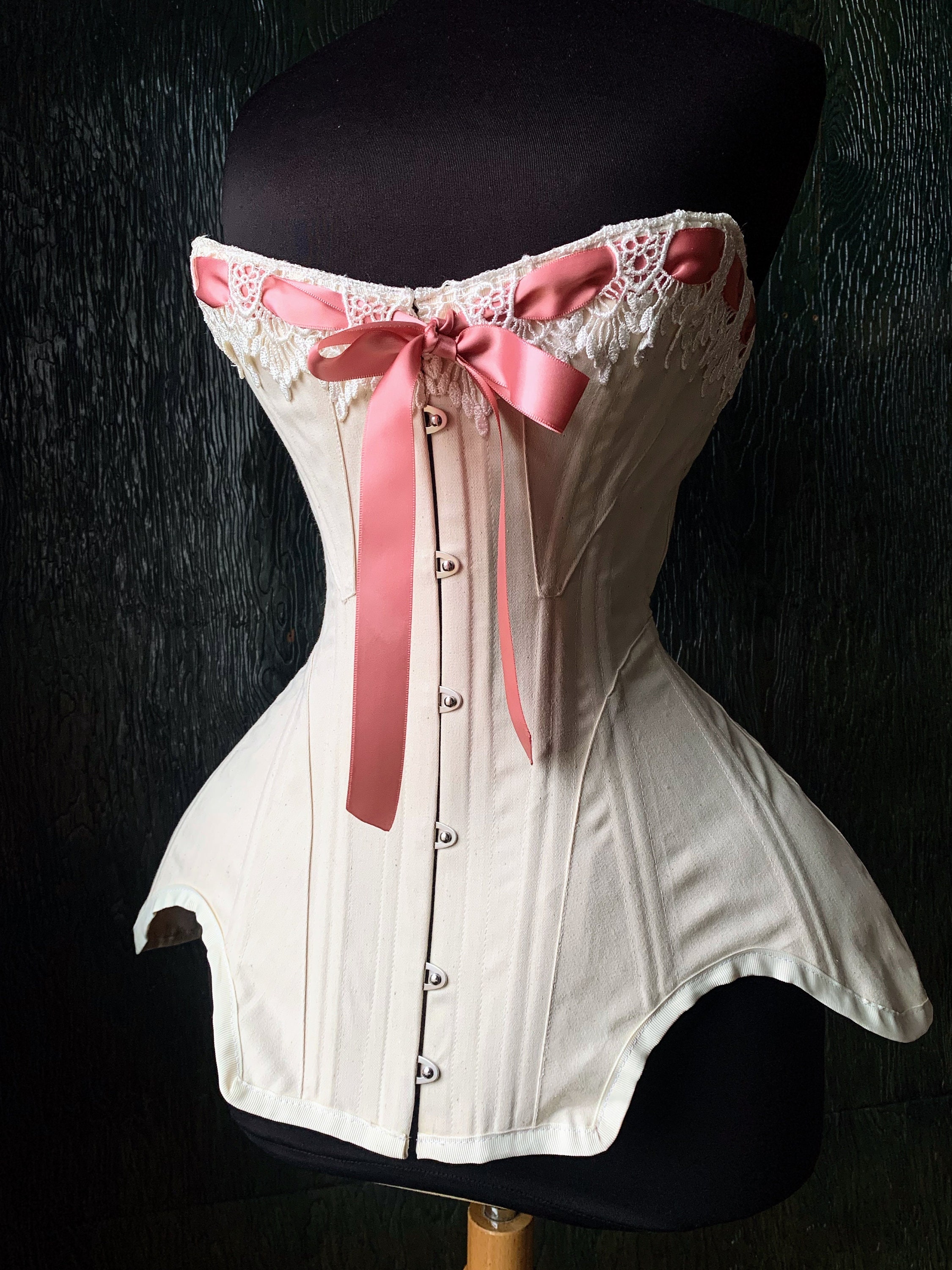 Annabelle Handmade Romantic Vintage Spring Cabbage Roses Steel Boned Victorian  Underbust Corset Custom Made Just for You 