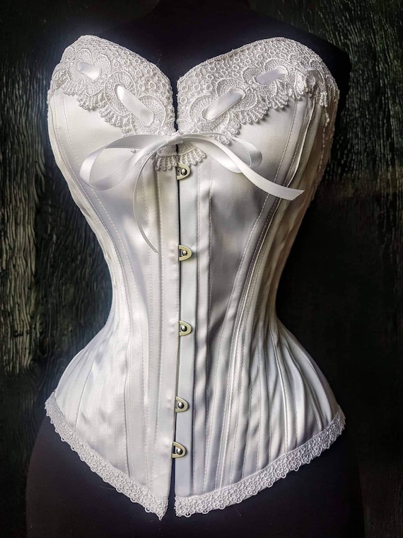Traditional White Satin Steel Boned Professionally Constructed Wedding Corset  Custom Made Just for You 