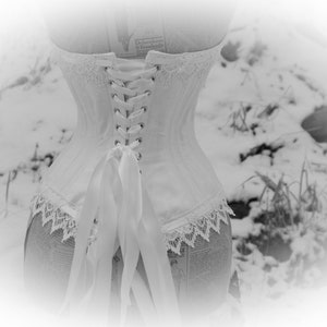 MICHELLE Romantic Custom Made Victorian White Brocade Cotton Coutil Corset Bodice Ideal for Steampunk Victorian Wedding by LaBelleFairy image 4