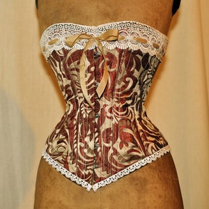 Bronze Steampunk Corset Brocade Silk Steampunk Wedding Lingerie image 3