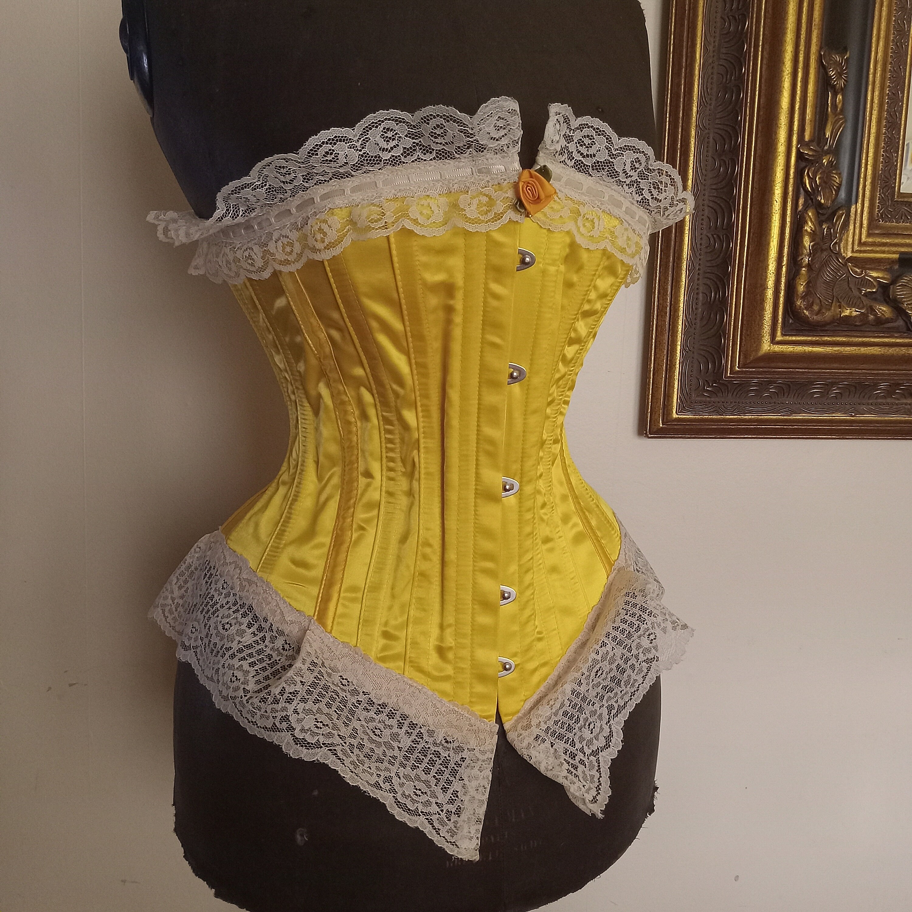 Hand Crafted Custom Made Bespoke Black Brocade Cotton Coutil Waist Training  Overbust Corset Classic Victorian Hourglass Stealth Shape 