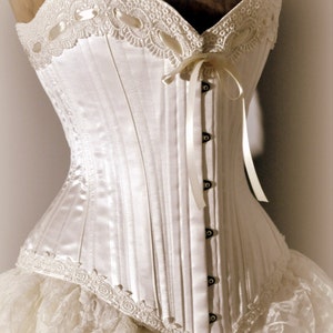 Ivory Wedding Dress Silk corset and bustle skirt, Victorian Weddings image 3