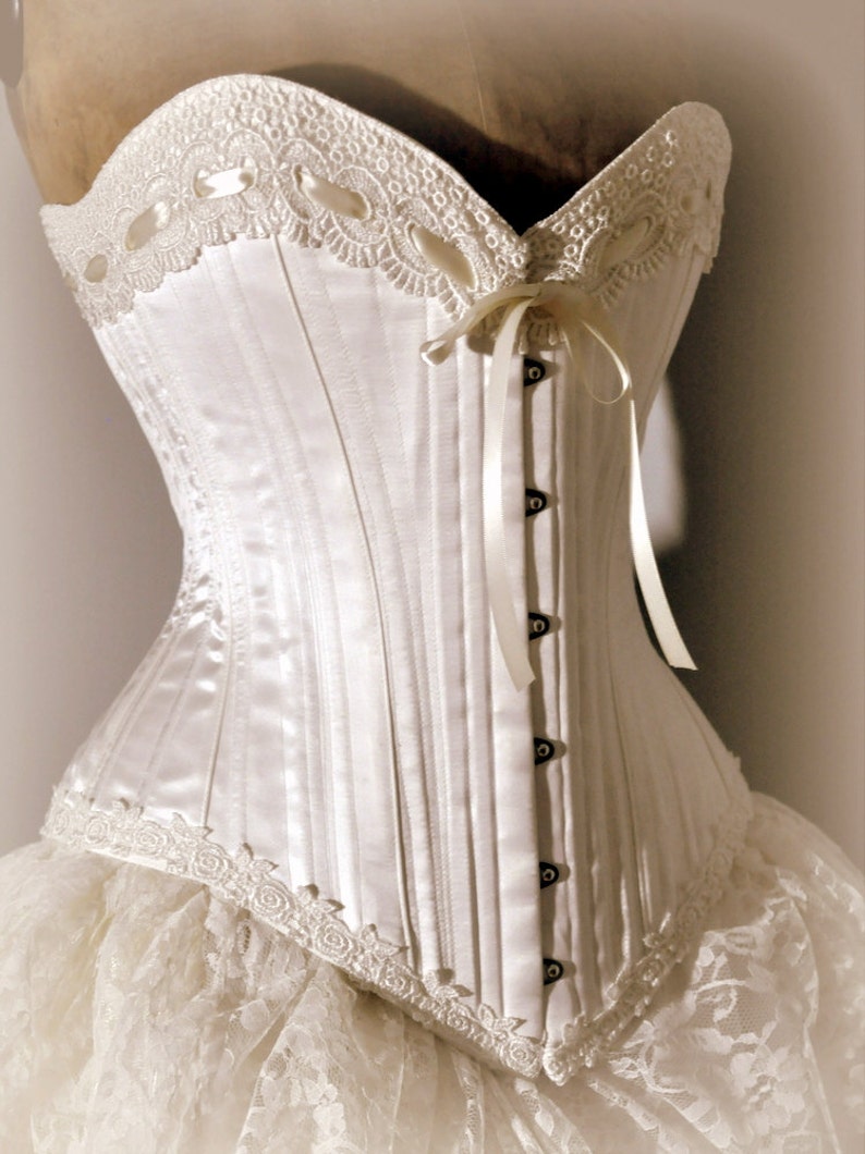 Ivory Wedding Dress Silk corset and bustle skirt, Victorian Weddings image 3