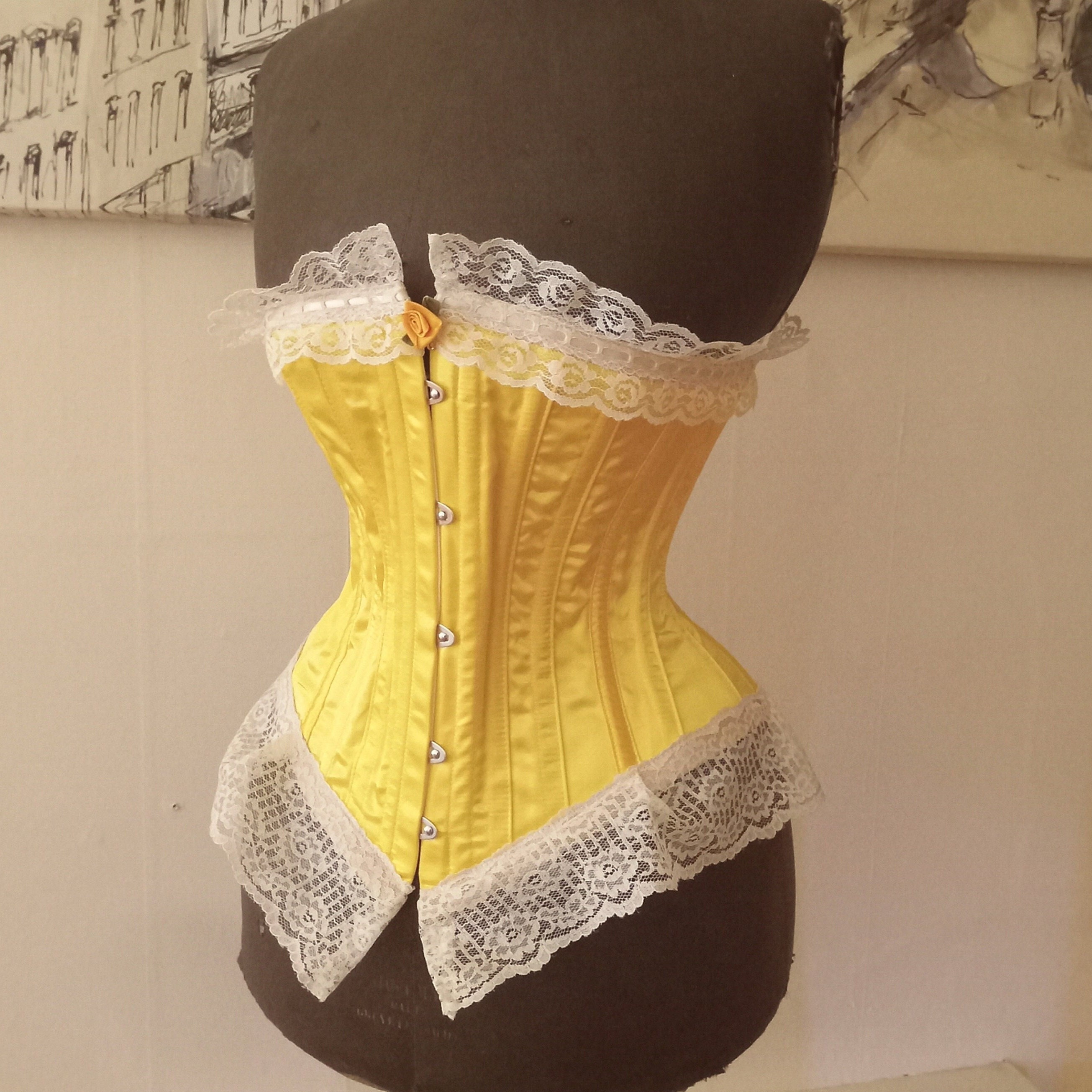 Devonyhandmade by La Belle Fairy Ready to Ship Antique Replica Victorian  1898 Steel Boned Yellow Silk Corset by La Belle Fairy -  Canada