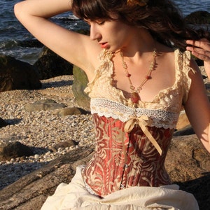 Leoni Black Gold Brocade Steampunk Corset main image 1