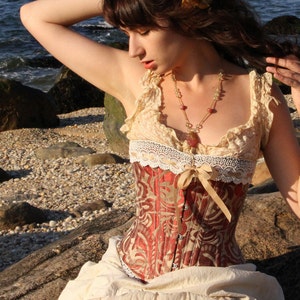 Bronze Steampunk Corset Brocade Silk Steampunk Wedding Lingerie image 1