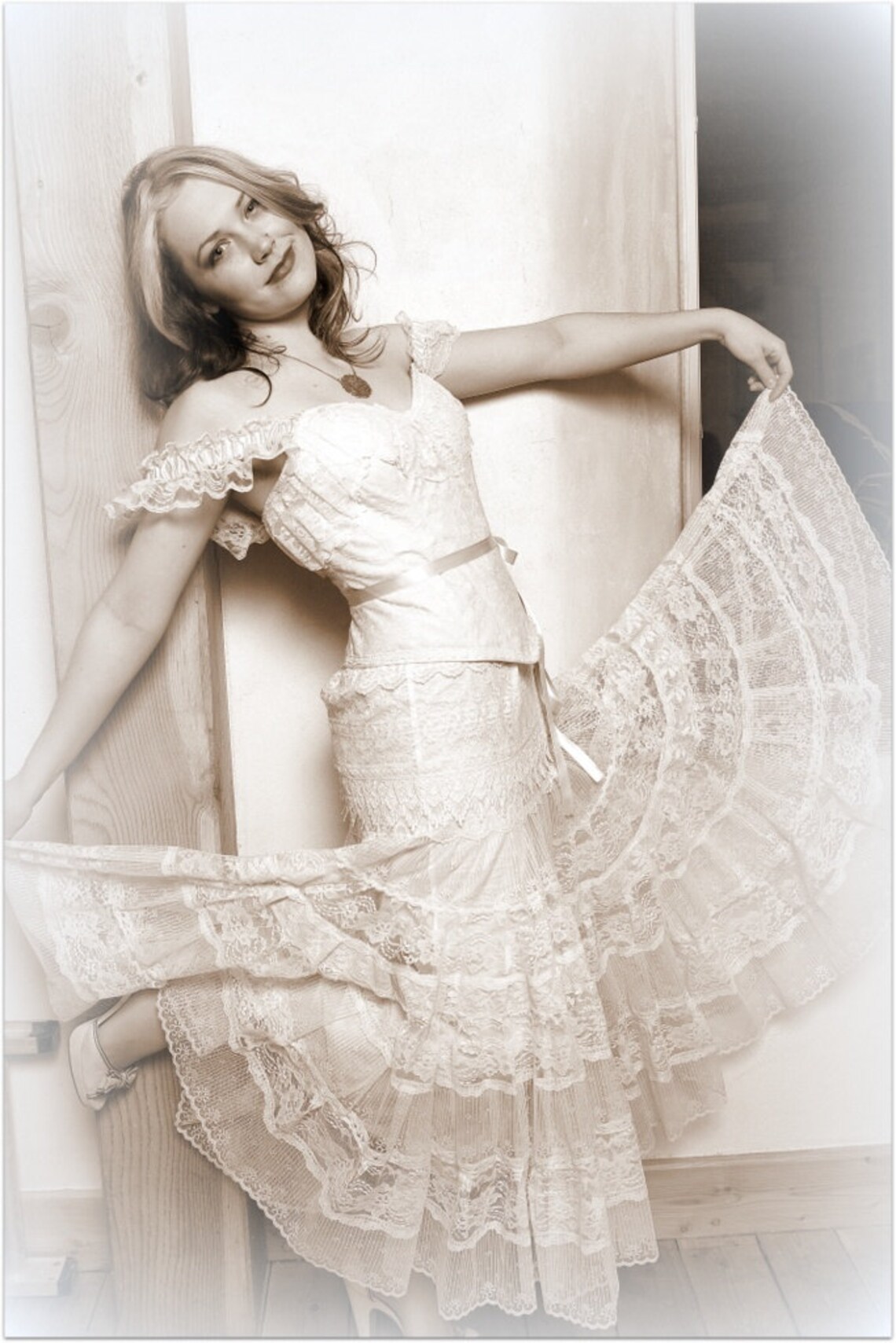 Romantic Victorian Lace Wedding Dress With Corset Bohemian Etsy