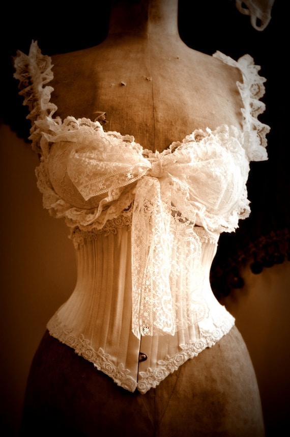 Romantic Handmade Coquette Victorian Ivory Bridal Lingerie Set