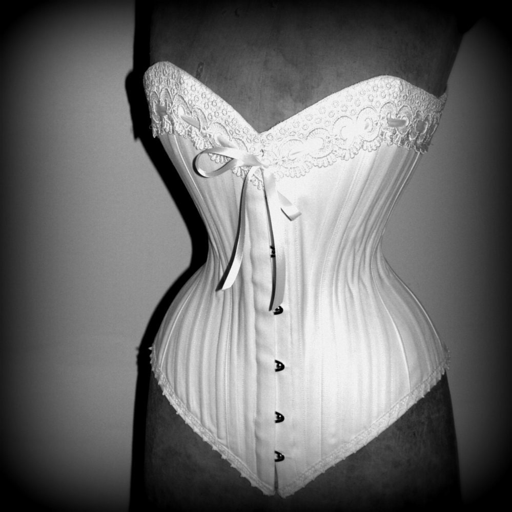Jezebal…white Cotton Coutil Handmade in Canada Victorian Jezebal…white Cotton Coutil Handmade in Canada Victorian