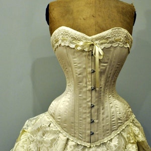 Ivory Wedding Dress Silk corset and bustle skirt, Victorian Weddings image 1
