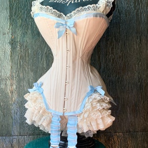 ALICE: Handmade Edwardian Ensemble - Frilly Knickers, Bralette & S-Bend Corset, Crafted in Canada for Your Wedding or Boudoir Glamour!
