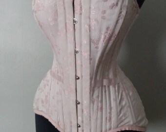 Sample sale Handmade Pink petite Rosebud coutil rare Edwardian S curve overbust corset pockets for extra padding for women or transgender