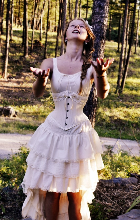 Vintage Style Victorian Wedding Dress With Corset All Natural Cotton  Handmade Just for You 