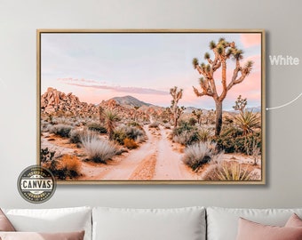 Serene Joshua Tree Framed Canvas Wall Art Desert Landscape Photography Print Calming Nature Wall Decor Fine California Scenery Ready to Hang