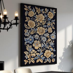 Floral Botanical Artwork - Framed Canvas Print - Large Flower Canvas Wall Art - Ready to Hang - Elegant Living Room Decor - Gift for Her