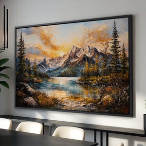 Mountain Lake - Framed Canvas Print, Wilderness Wall Art, Scenic Nature Canvas, Large Landscape Wall Decor, Ready to Hang, Gift for Him