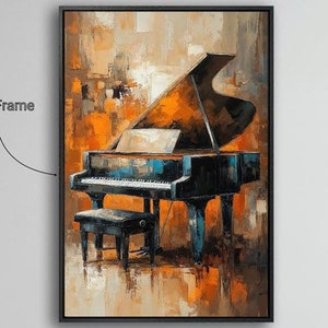 Classical Musical Instrument Luxury Framed Canvas Print Grand Piano Canvas Wall Art Old Charm Painting Print Music Decor Ready to Hang