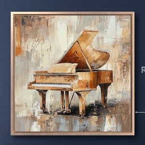 Grand Piano Luxury Framed Canvas Print Classical Music Canvas Wall Art Musical Instrument Painting Print Abstract Decor Ready to Hang