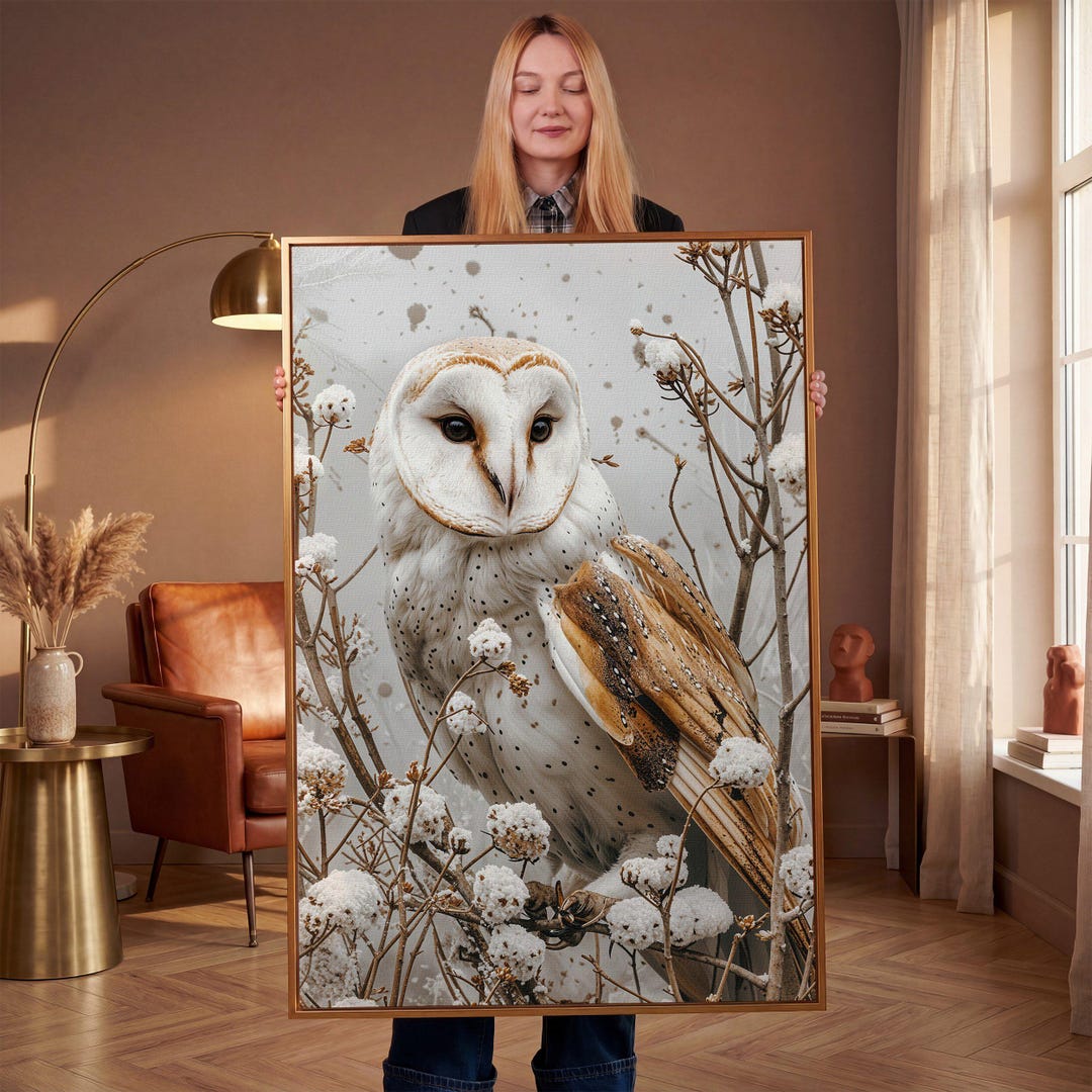 Snowy Owl Framed Canvas Print: Winter Wildlife Wall Art Ready to Hang ...