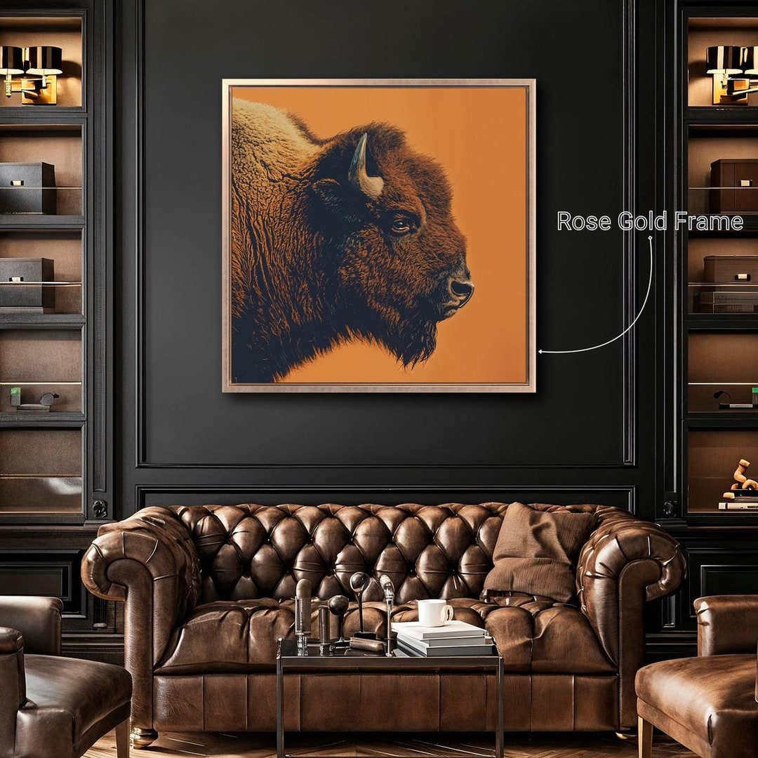 Framed American Bison Canvas Print: Rustic Western Wall Art - Etsy