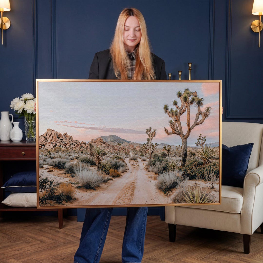 Joshua Tree Desert Landscape Framed Canvas Wall Art, California ...