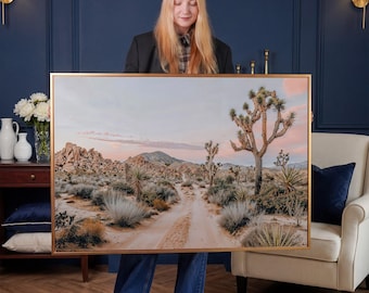 Joshua Tree Desert Landscape Framed Canvas Wall Art, California Photography Print