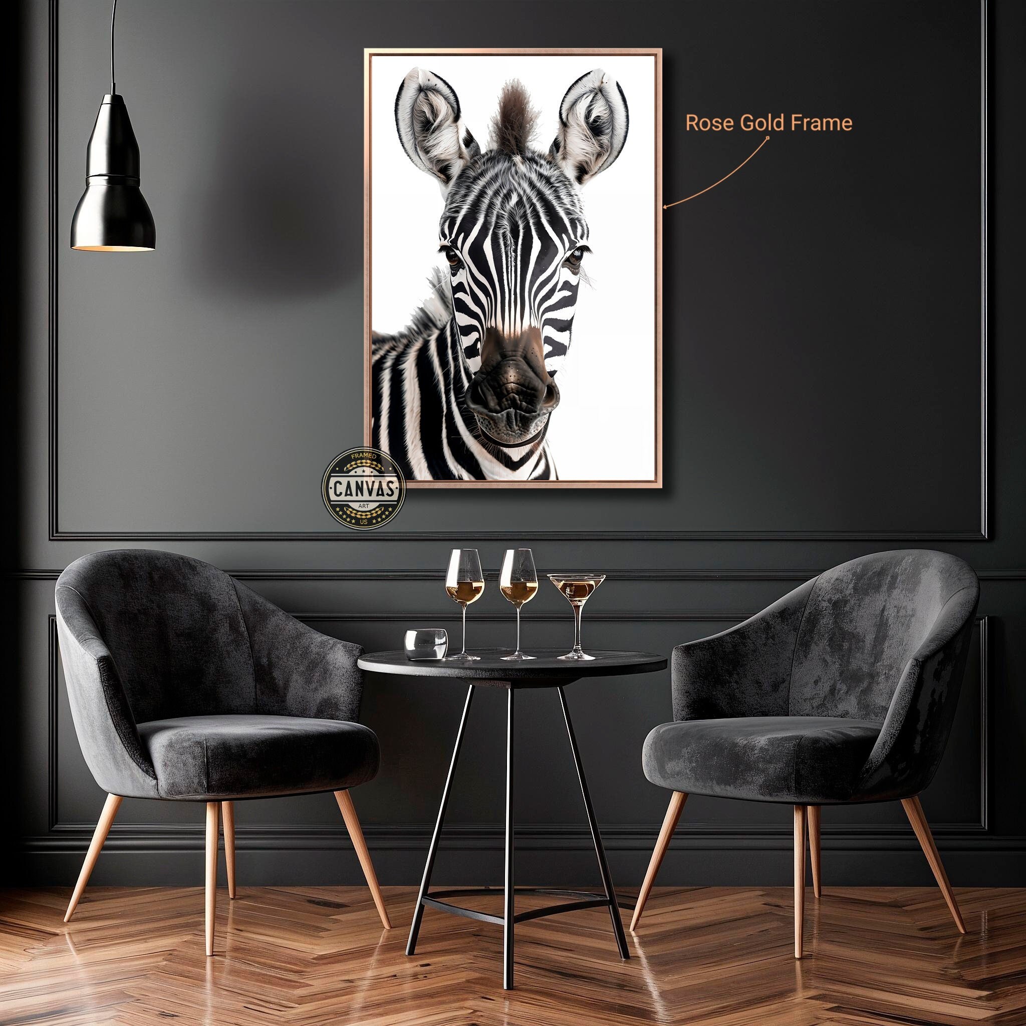 Stunning Zebra Framed Canvas Wall Art Black and White Animal Photography Print Modern Office Wall Decor Large Wildlife Poster Ready to Hang