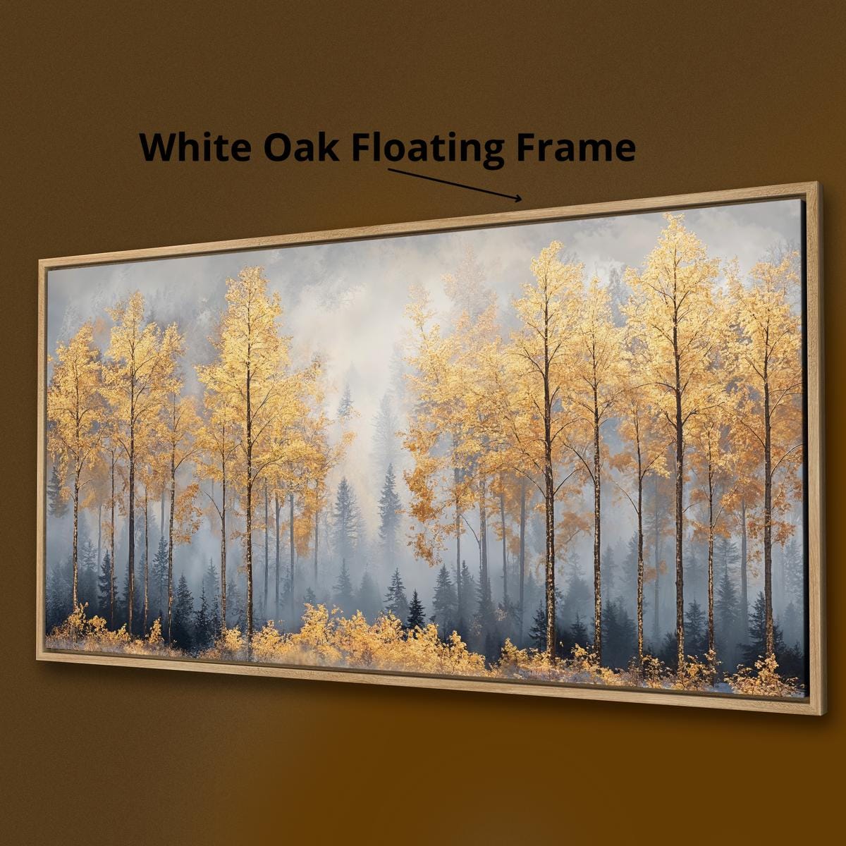 Golden Forest Framed Canvas Print: Mystical Autumn Landscape Wall Art ...