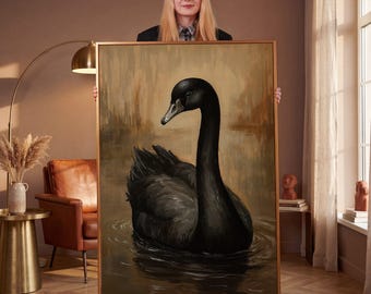 Black Swan Canvas Print – Elegant Animal Wall Art, Serene Bird Decor