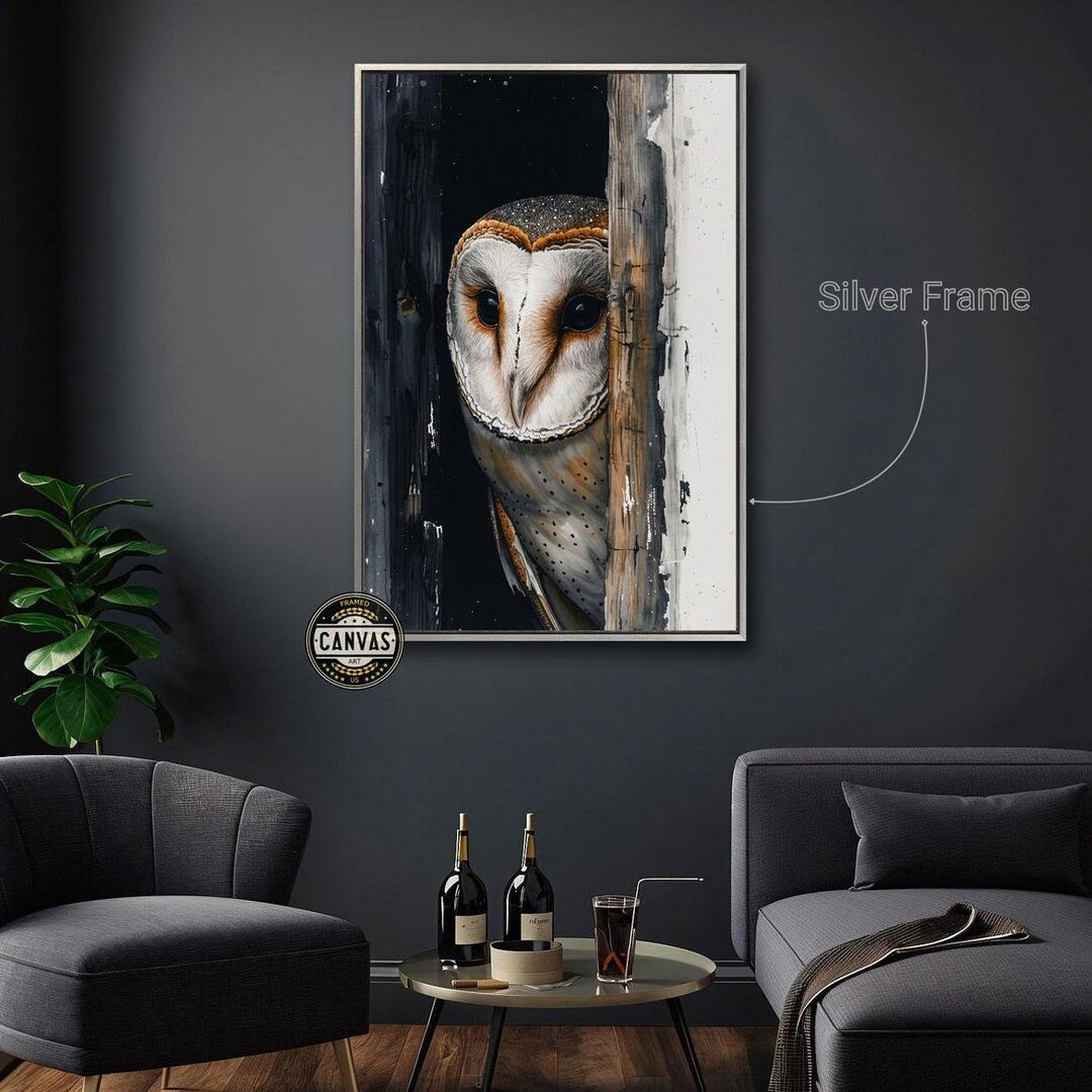 Charming Barn Owl Framed Canvas Print Nocturnal Bird of Prey Canvas ...