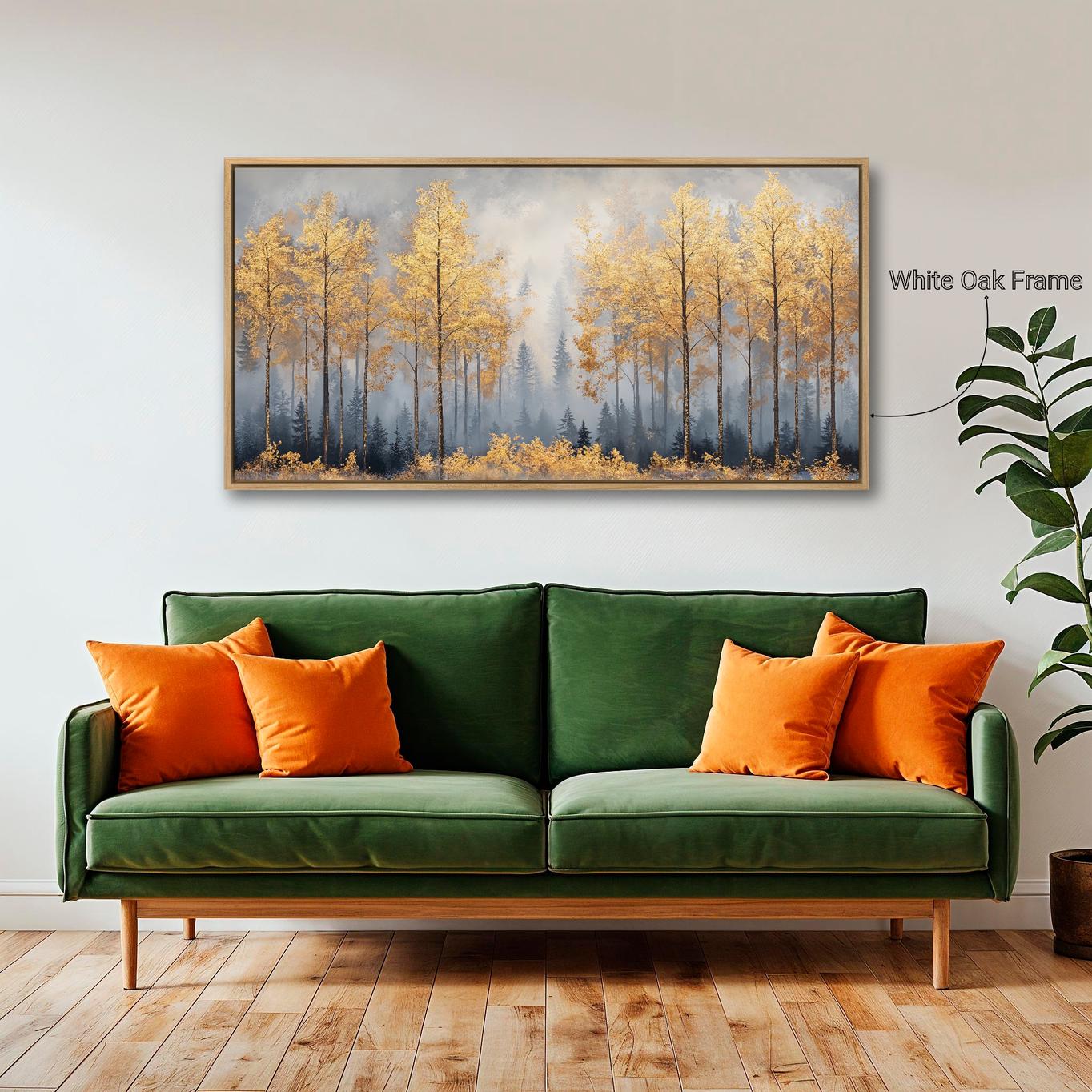 Golden Forest Framed Canvas Print: Mystical Autumn Landscape Wall Art ...