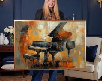 Abstract Grand Piano Canvas Print: Framed Musical Instrument Wall Art