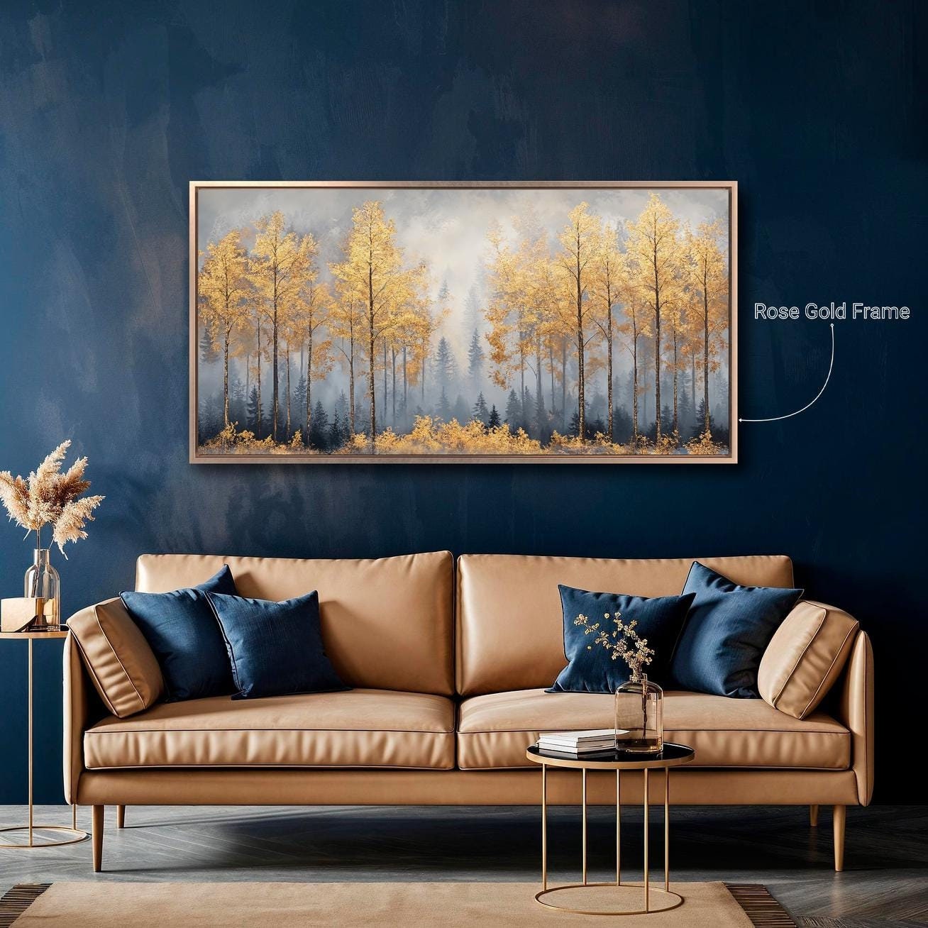 Golden Forest Framed Canvas Print: Mystical Autumn Landscape Wall Art ...