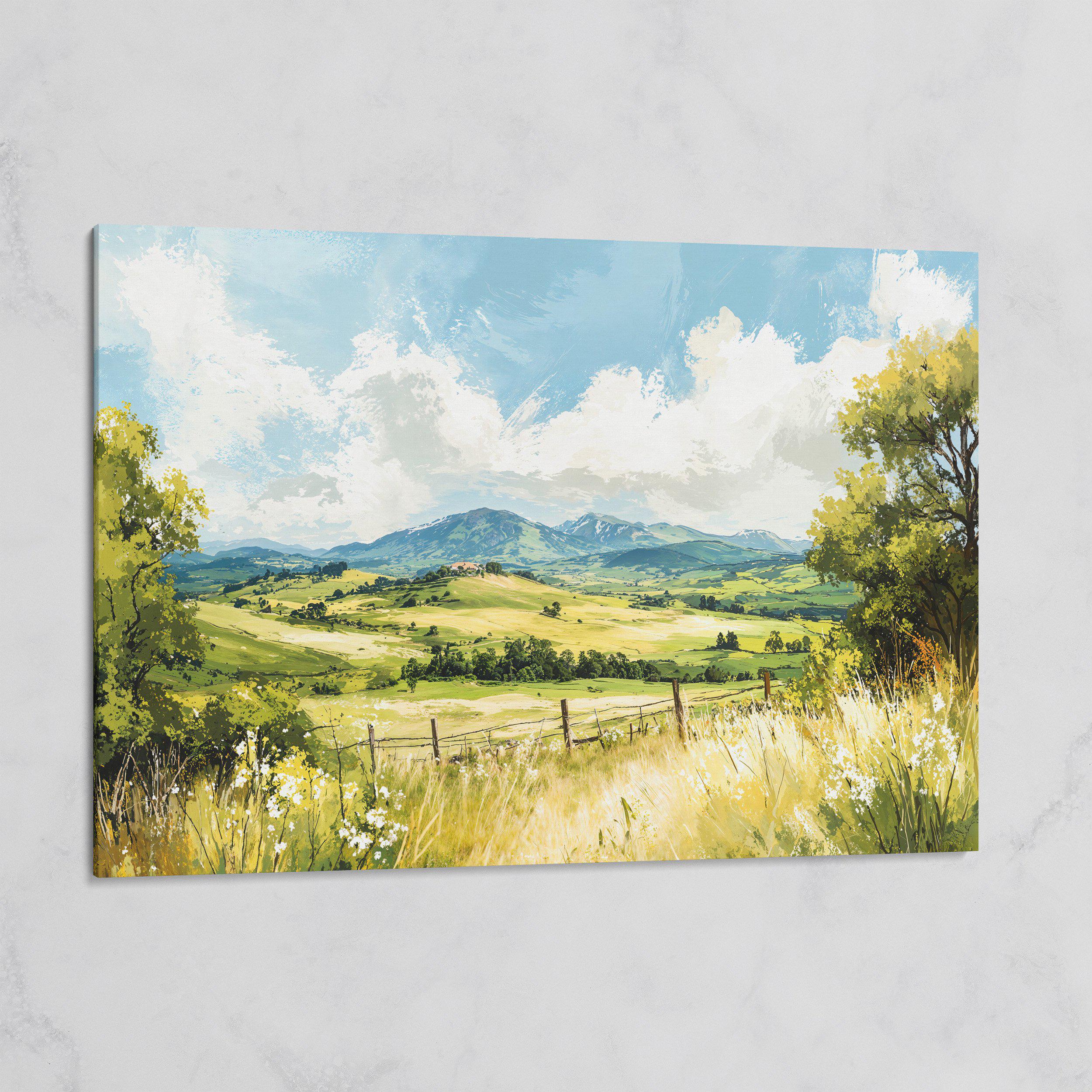Framed Photo Rural Area Rural Countryside Landscape Framed Canvas Print - Rustic Home Decor ...