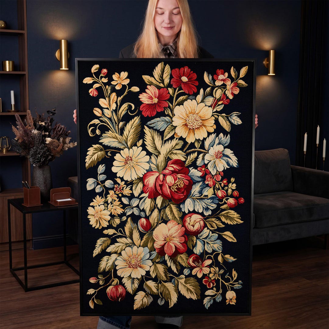 Vintage Floral Canvas Print – Framed Botanical Wall Art, Cottagecore ...