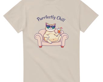 Purrfectly Chill Cat T-shirt: Relaxed Cat with Cocktail