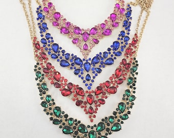 V Shape Crystal Necklace, Earrings, Bracelet Sets, Bridal Jewelry, Special Occasion